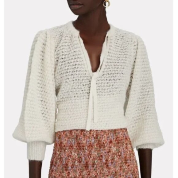Ulla Johnson Sweaters - Ulla Johnson Lara Ivory Alpaca Blend Tie Neck Sweater M